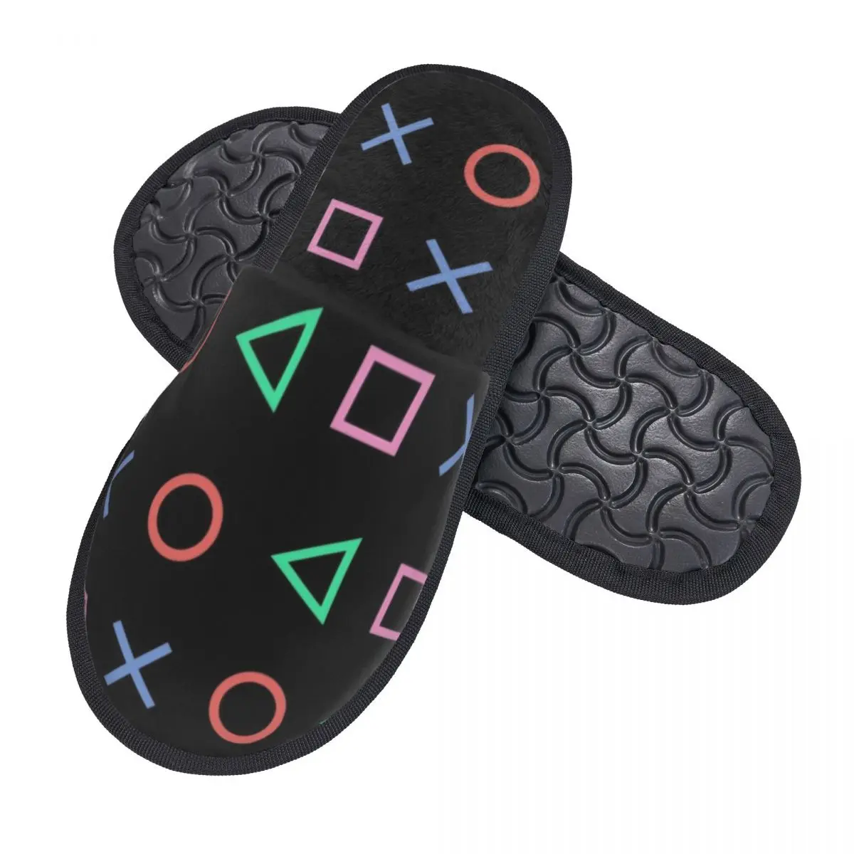 Custom Gamer Gaming Controller Memory Foam Slippers Women Cozy Warm Classic Controller Buttons Icon House Slippers