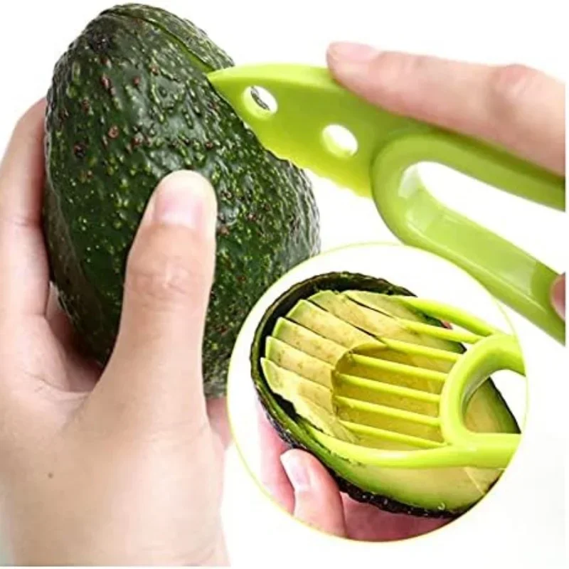 3 In 1 Avocado Slicer Shea Corer Butter Fruit Peeler Cutter Pulp Separator Plastic Knife Kitchen Vegetable Tools Kitchen Gadgets