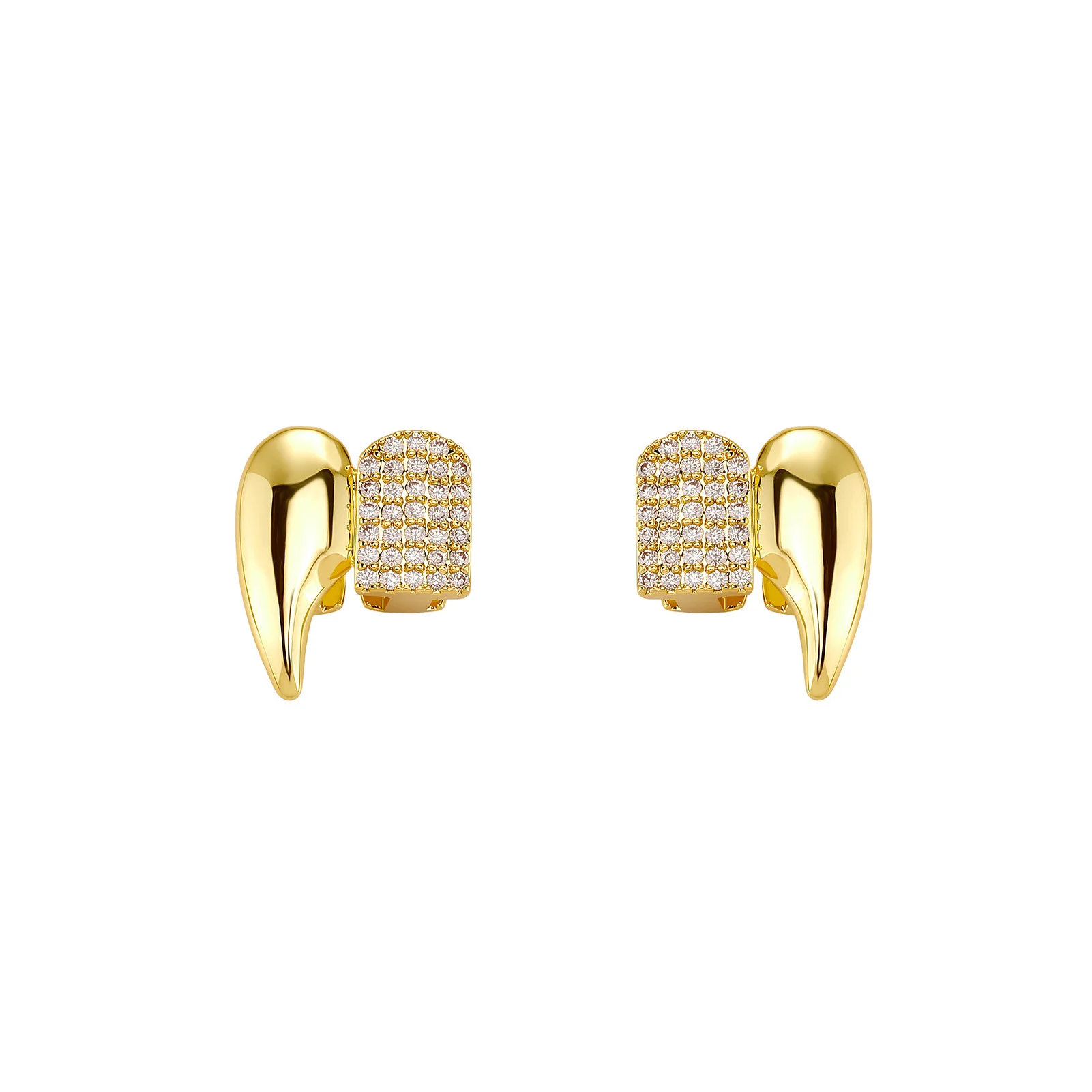 Mixed Zircon Double Fangs Tooth Grills Jewelry
