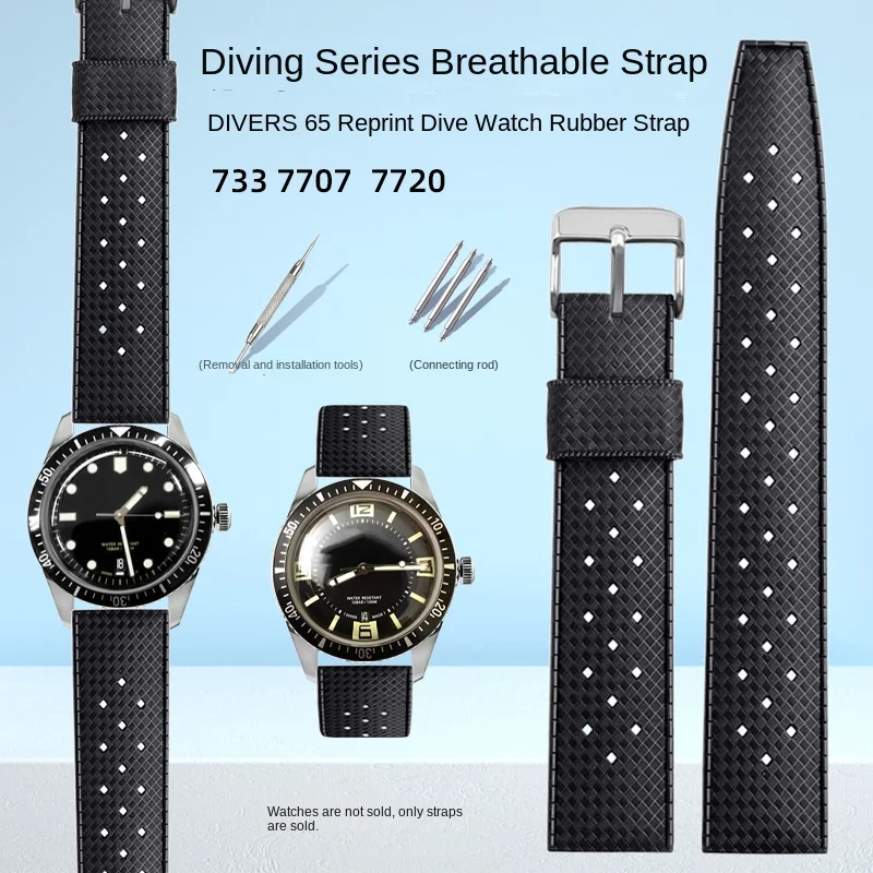 

For ORIS DIVERS series 7707 7720 65 year replica diving watch rubber watch strap 20mm 22mm Breathable and Waterproof bracele