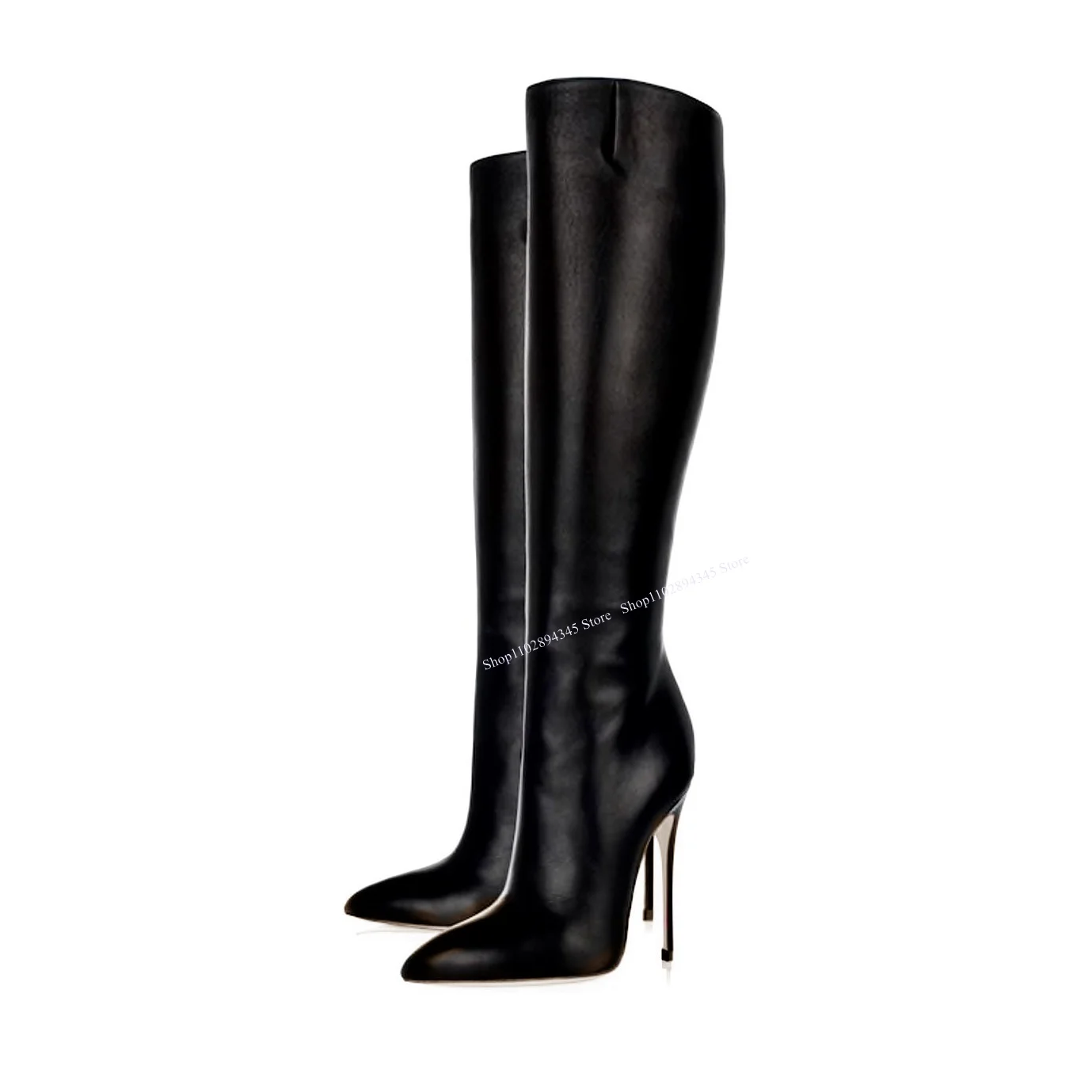 Black Knee High Zipper Boots Platform Thin High Heel Cool Fashionable Novel Sexy Woman Shoes Winter Party Zapatillas Mujer