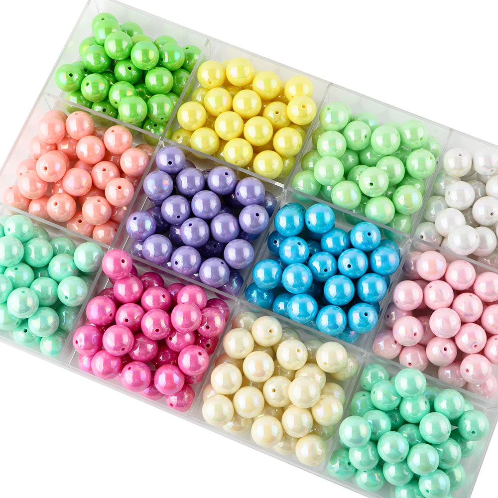 New 10/20pcs 16/20mm AB Paint Acrylic Round Beads Jewelry Making Loose Bead DIY Jewelry Mobile Phone Chain keychain Accessories