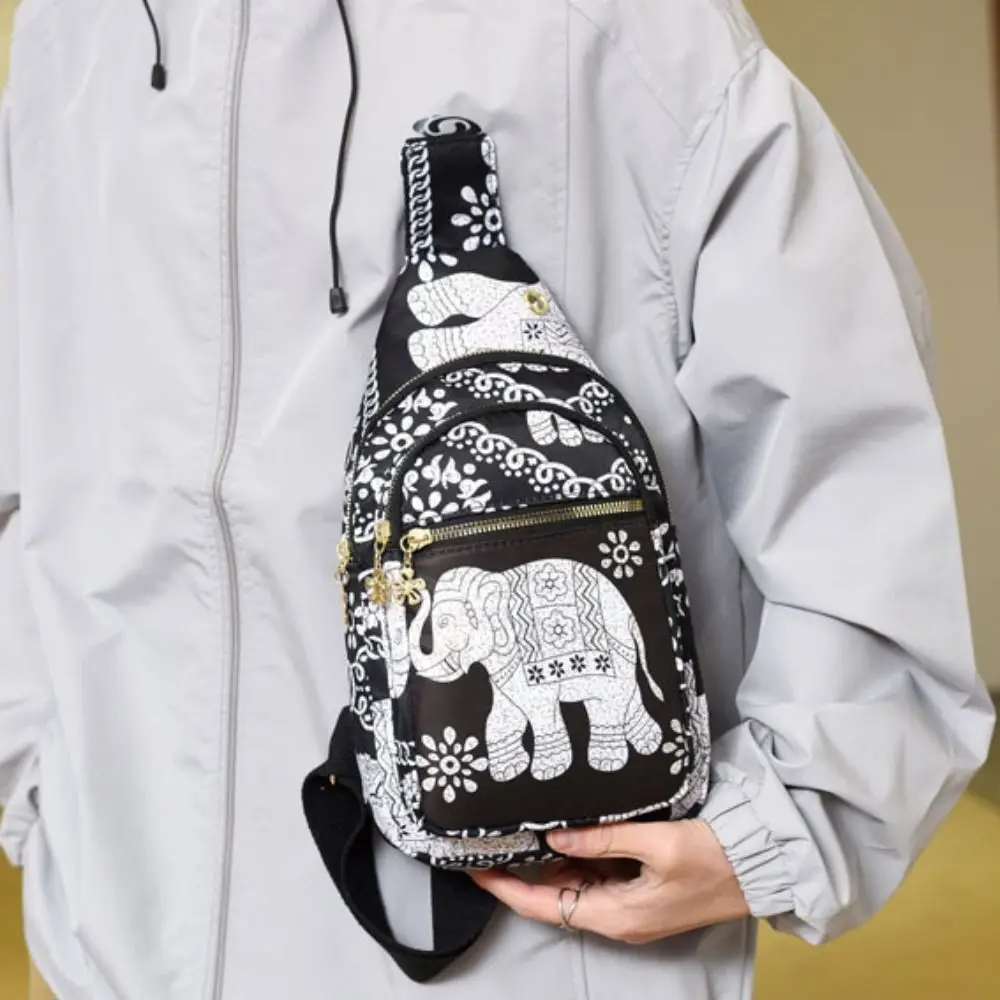 

Simple Elephant Pattern Ethnic Style Chest Bag Korean Style Shoulder Bag Crossbody Bag Large Capcity Sport Fanny Packs Outdoor
