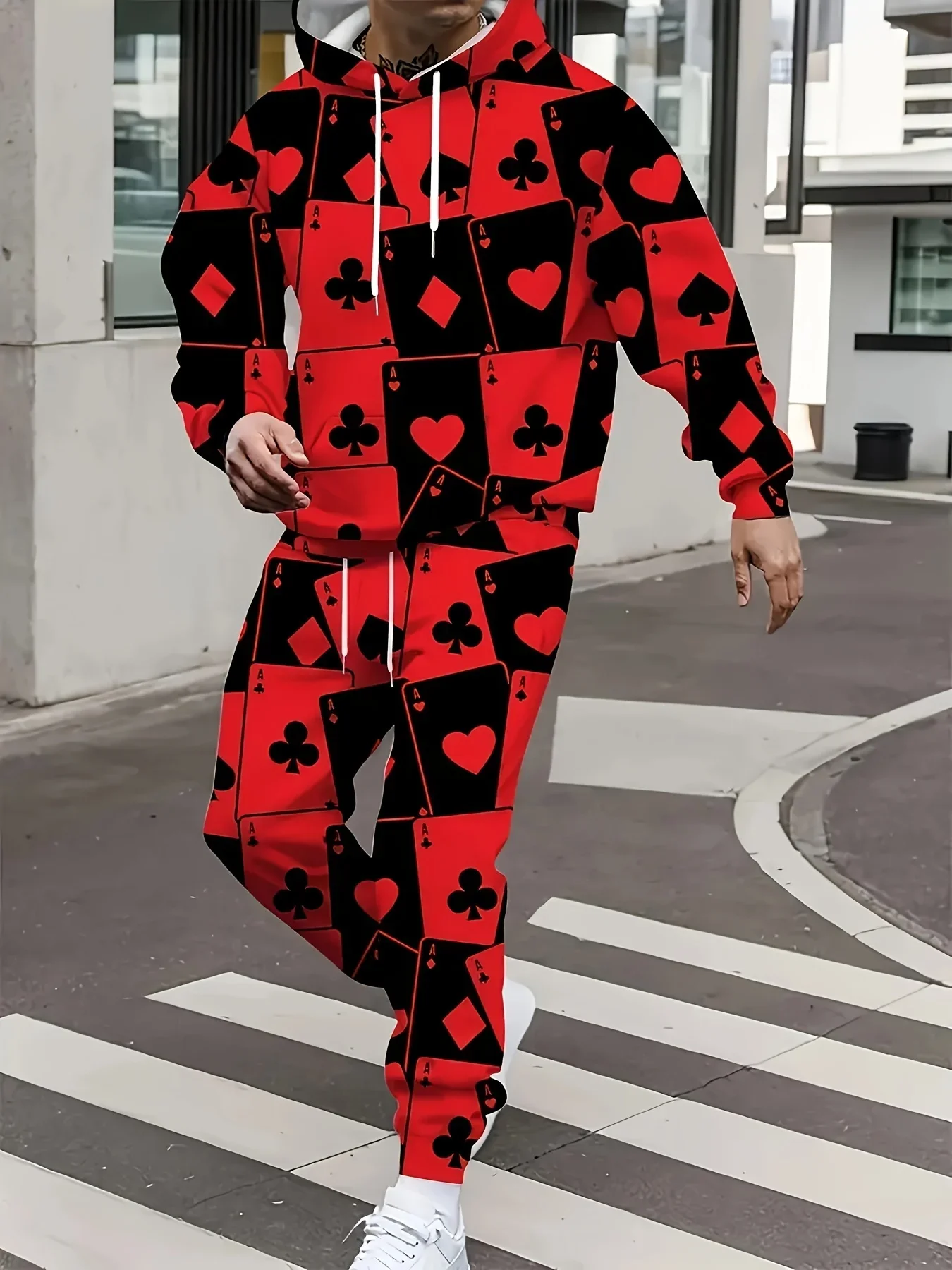 

2025 Winter/Autumn Hoodie and Sweatpants Set Fashionable Streetwear and Home Style Classic Fanshion Poker Style 3D Print Clothes