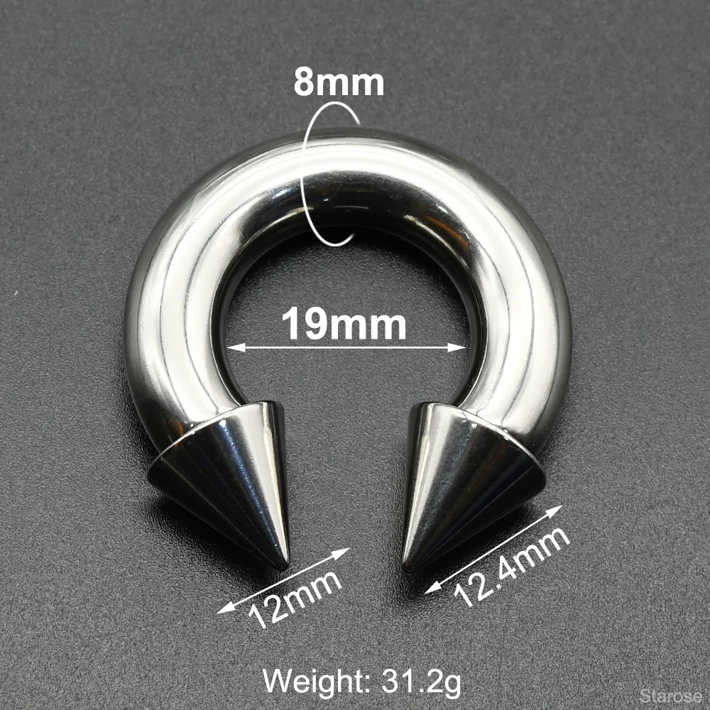 0G Punk Spike Große Größe Innengewinde Edelstahl Kegel Kreisförmige Barbell Piercing Septum Nasenring Hoop Helix Ohrringe – Detail 11