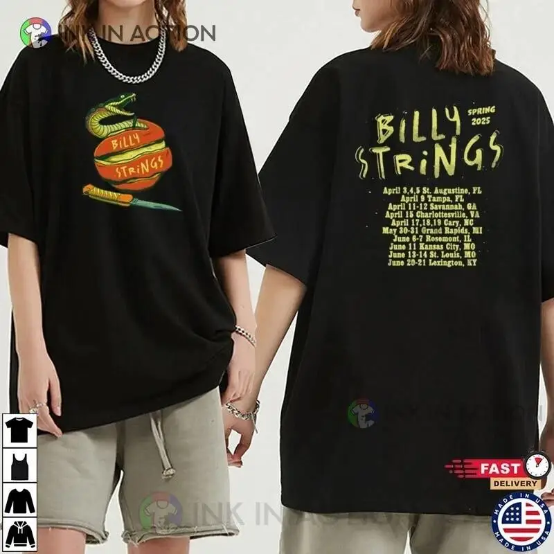 

Billy Strings Spring Tour 2025 Schedules 2 Sided Unisex T-Shirt Full Size S-3XL