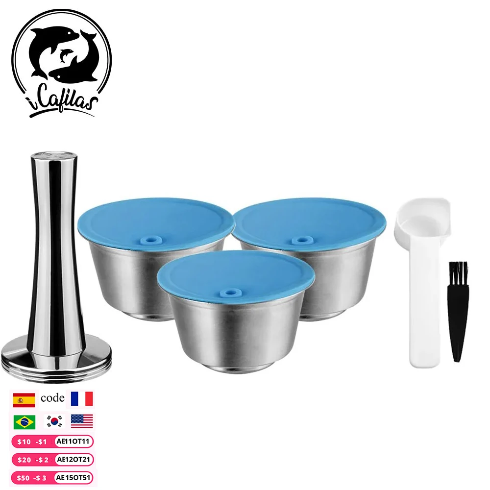 iCafilas Rechargeable Coffee Capsules Dolce Gusto Refillable Coffee Capsule Stainless Steel Filter Cup Coffee Accessories