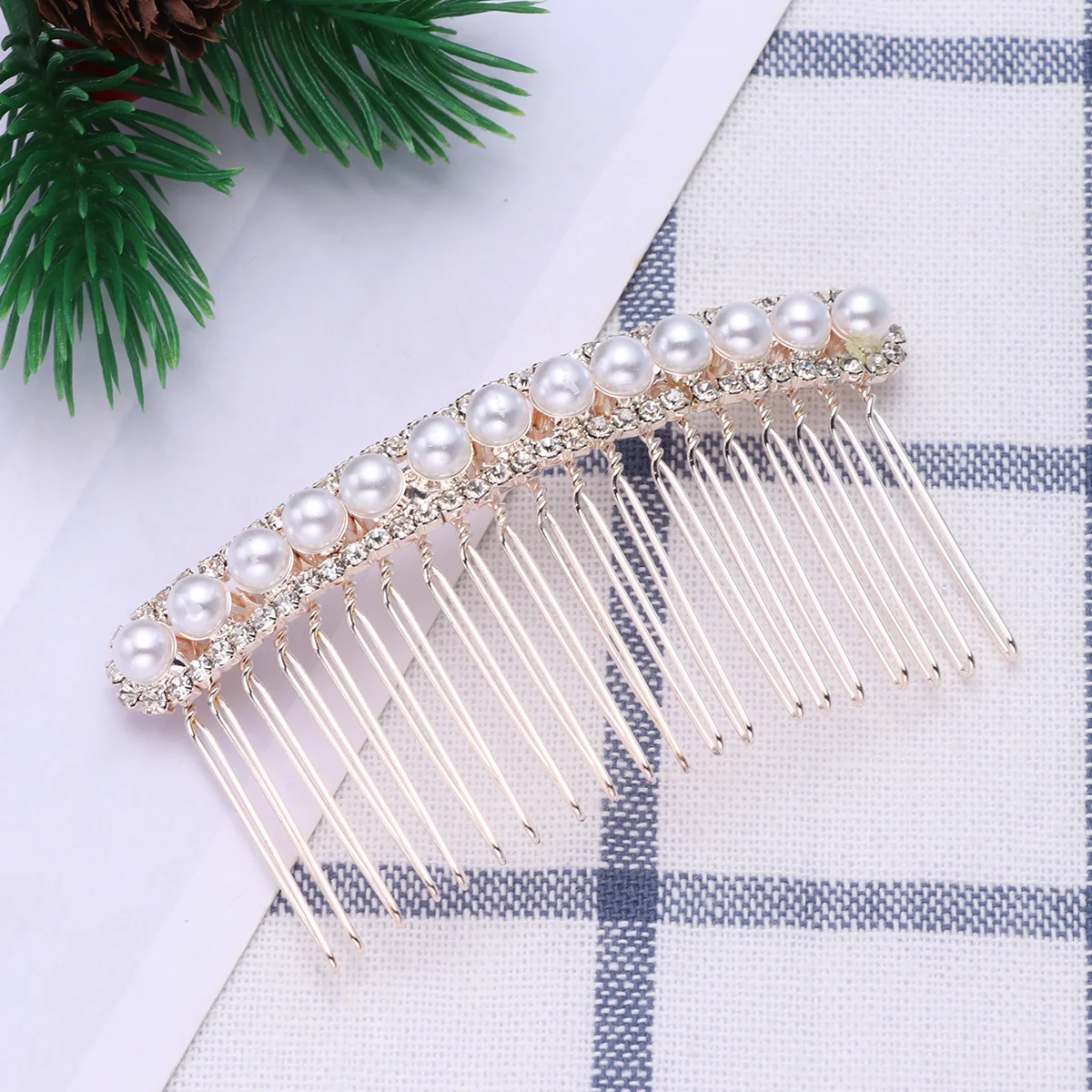 

1Pcs Pearl Rhinestone Bridal Hair Comb Alloy Insert Wedding Hair Accessories for Bride Bridesmaid Party Comb for Bridal