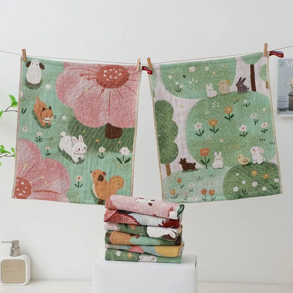 34x40cm Large Hand Towel Cartoon Quick Dry Kitchen Towel Decorative 4 Layer Cotton Gauze Pure Cotton Dish Cloth