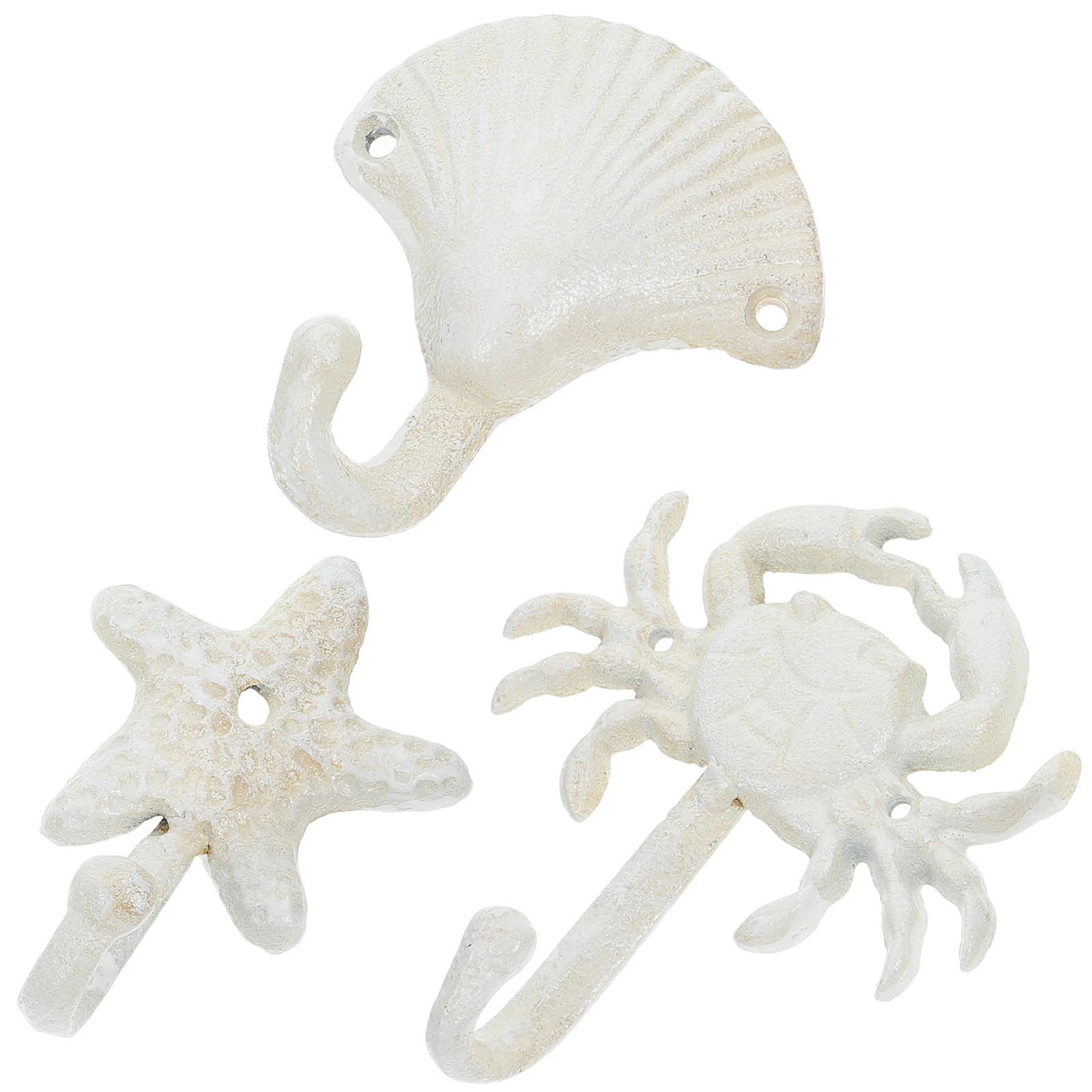 

3pcs Cast Iron Hooks Beach Theme Animal Decorative Wall Hooks for Towels Robes Keys Umbrella Home Bathroom Bedroom Mount
