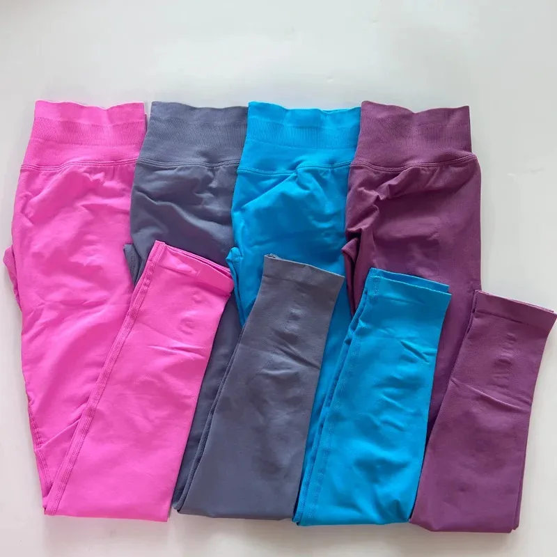 

Women's High Waist Seamless Soft Gym Leggings Yoga Pants Low Ribbed Band Fitness Sweat Wicking Workout Legging Pants