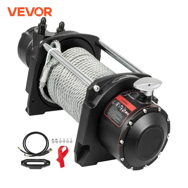 VEVOR Hydraulic Winch 10000 to 20000lbs with 24m Heavy Duty Steel Cable 2-Stage Planetary Gear for ATV SUV Boat Off-Road Vehicle