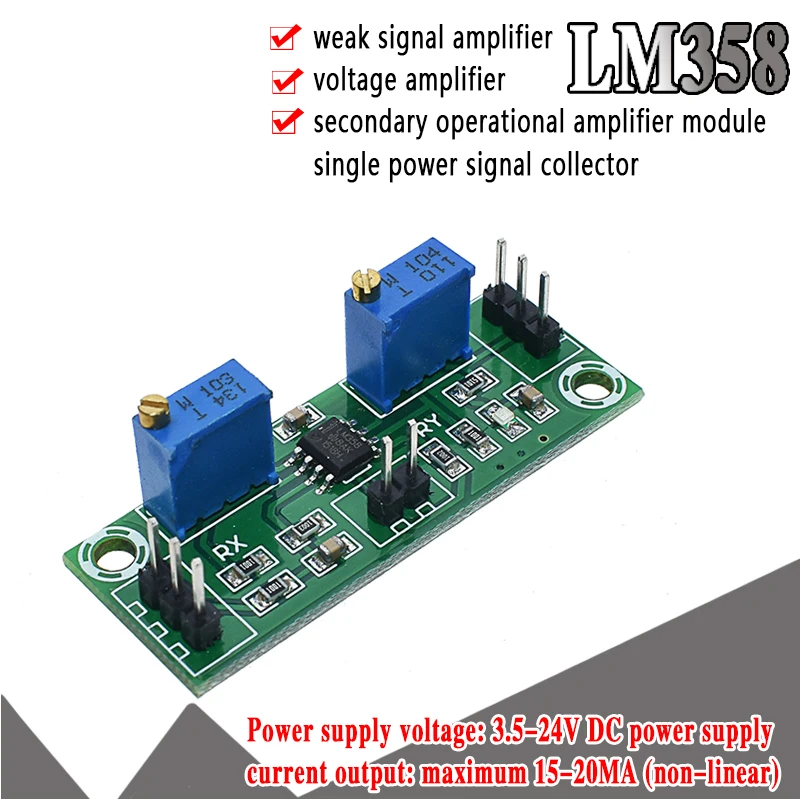 LM358 Weak Signal Amplifier Voltage Amplifier Secondary Operational Amplifier Module Single Power Signal Collector AEAK