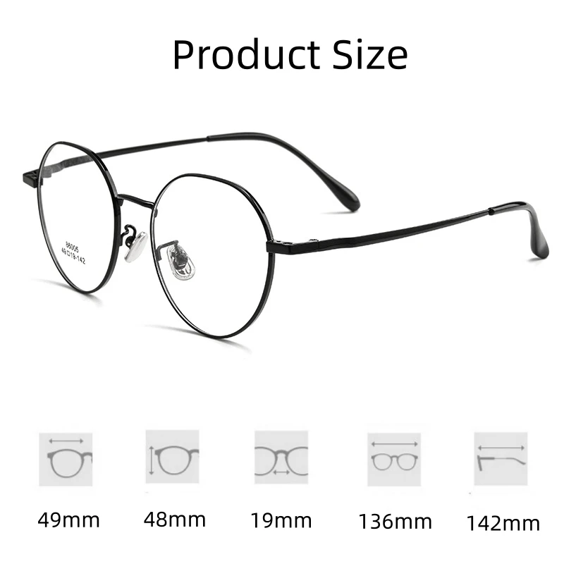 نظارات أنيقة من FIRADA بإطار مريح وأنيق نظارات دائرية كلاسيكية خفيفة للغاية إطار نظارات طبية للرجال والنساء 86005 #5