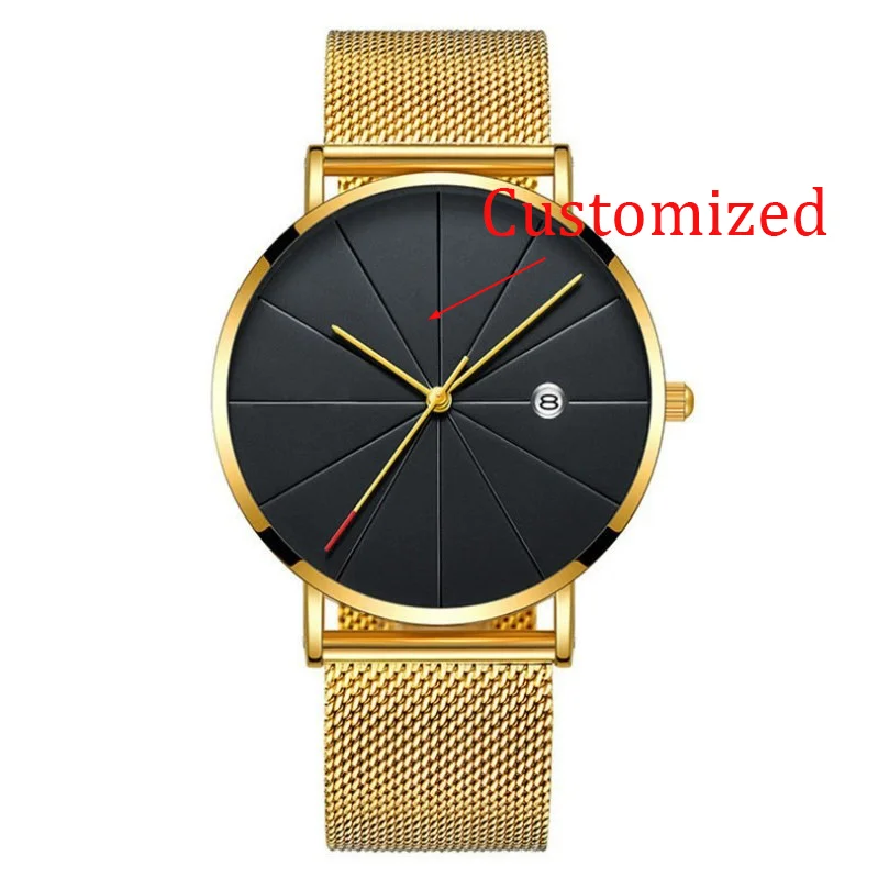 2025 Men's Stainless Steel Quartz Watch with Calendar Mesh Handheld Design Creative Customizable Timepiece for Men