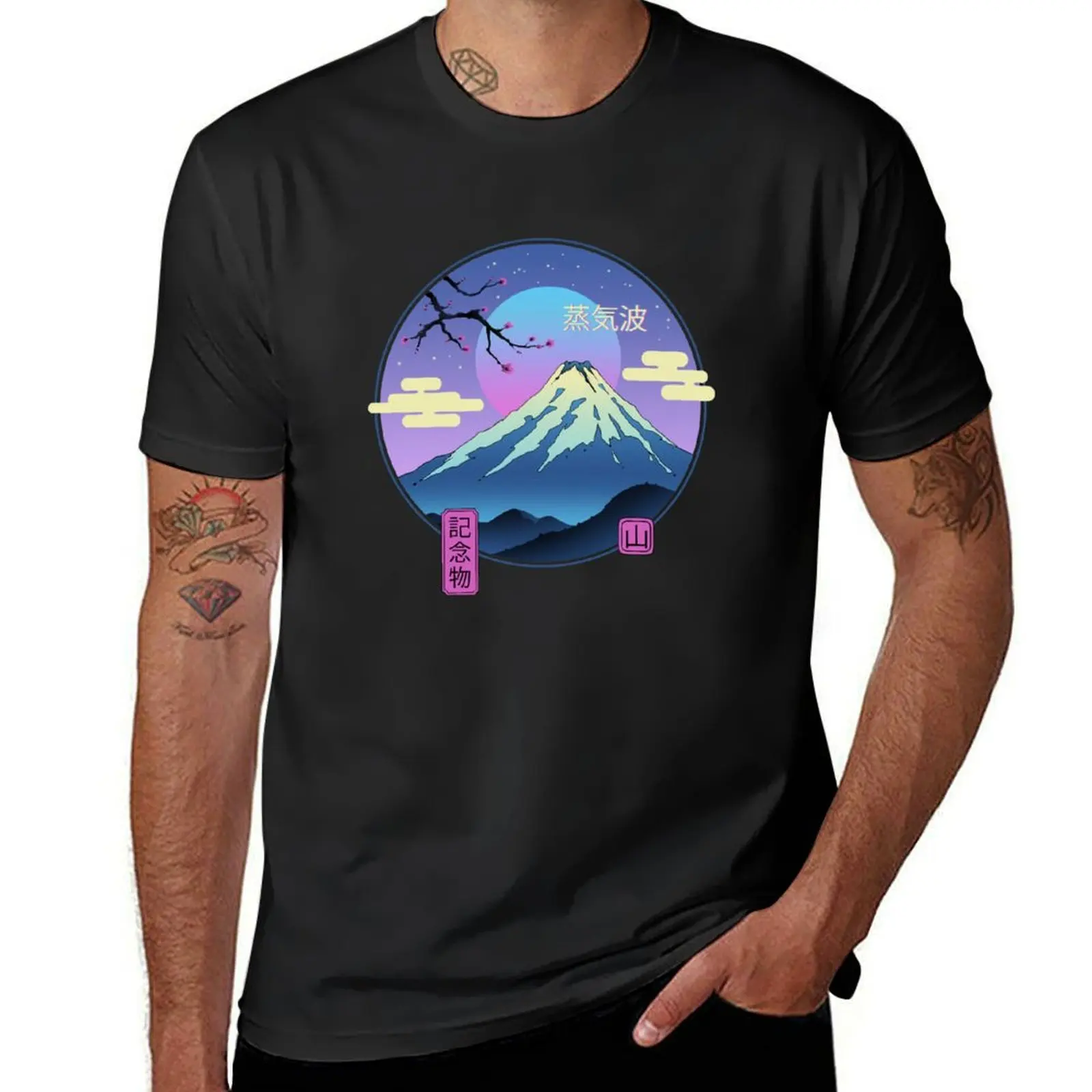 Dampf Landschaft T-Shirt Hippie Kleidung übergroße Anime Kleidung maßge schneiderte Herren Grafik T-Shirts Hip Hop