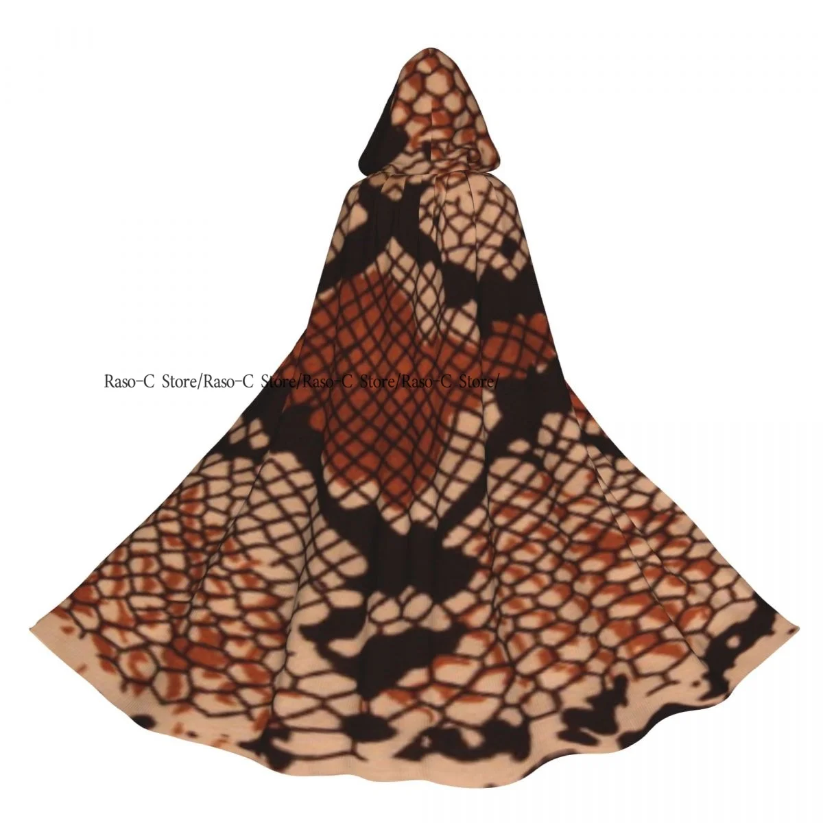 Snake Skin Of Python Hooded Cloak Polyester Unisex Witch Cape Costume Accessory