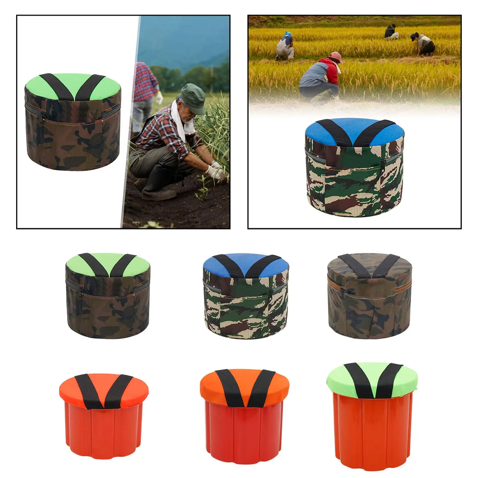 Elastic Strap Gardening Stool Chair Washable Cushion Outdoor Work Seat for Farming Fishing and Plant Care - view 5