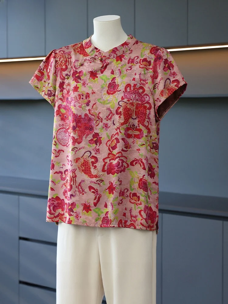 

New Chinese Style Women's Summer Outfit Short Sleeve Top And Skirt Set Elegant And Classy Two-Piece Ensemble for Middle-Aged ...