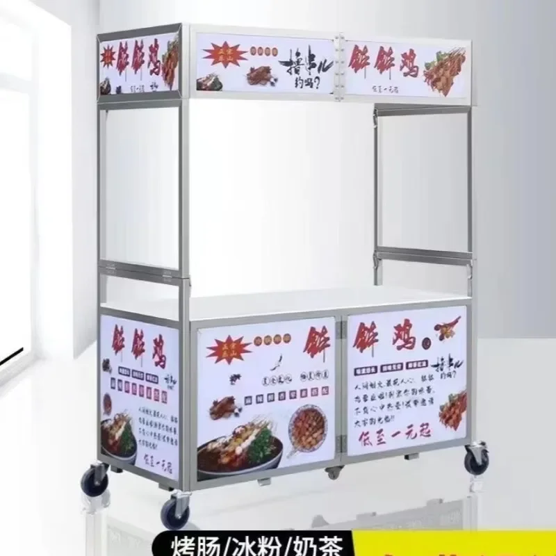 Collapsible Fast Food Cart for Noodles KanTon Boiling Teppanyaki Deep Fry Portable Food Trailer Snack Machine