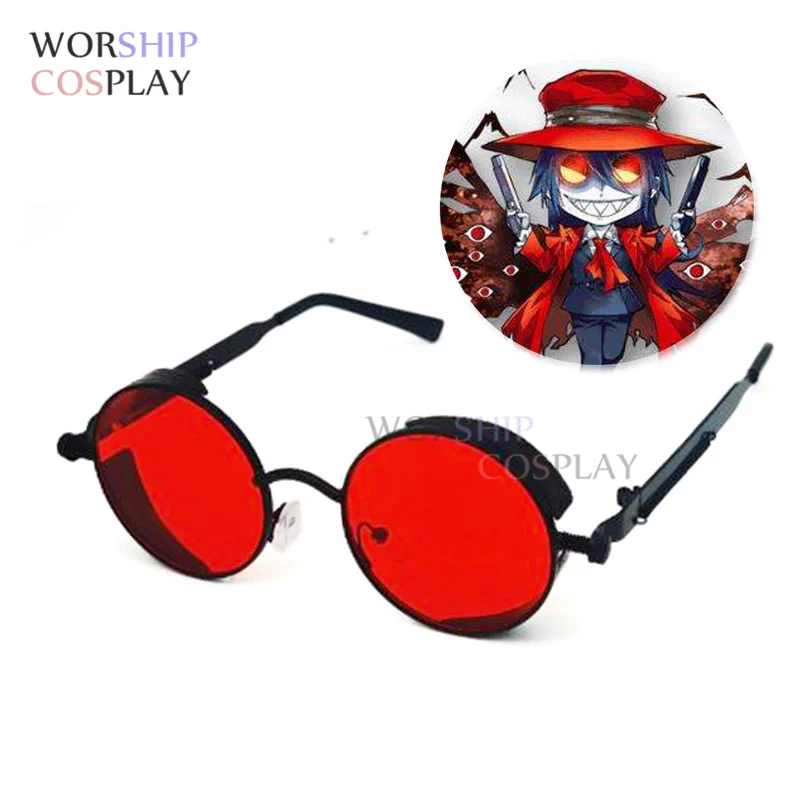 2 estilos alucard cosplay óculos hellsing óculos de sol metal óculos de sol halloween carnaval cosplay acessórios de fantasia