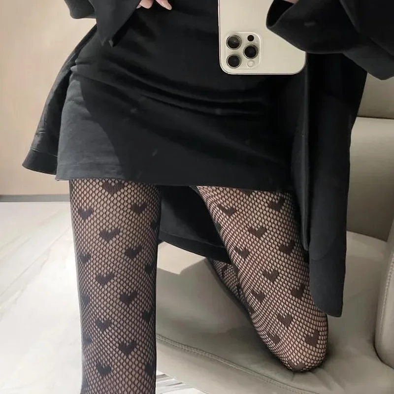 Hot Selling Sexy Women's Fishing Net Lace Mesh Heart Stockings Bottomed Pantyhose Hot Classic Tights Thigh High Waist Hosiery