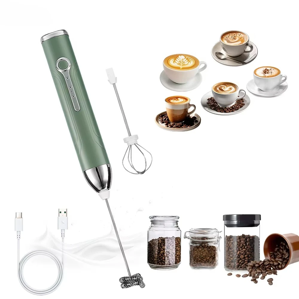 

Electric Handheld Milk Frother 3 Speed Rechargeable Whisk Foam Blender for Coffee Cappuccino Egg Whipping Cream Mixing Stirring