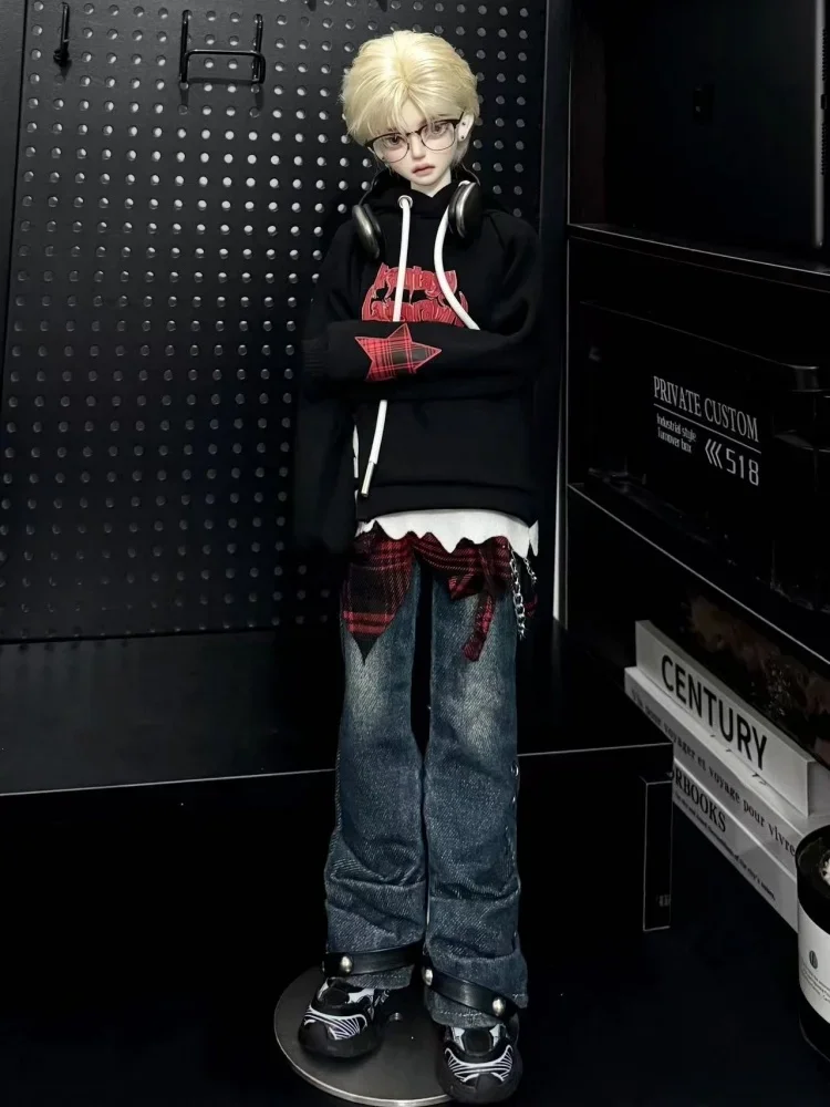 BJD Doll Clothes For 1/4 Dolls Black Hoodie Jeans Hat Set Dolls Clothing Accessories(No Dolls)