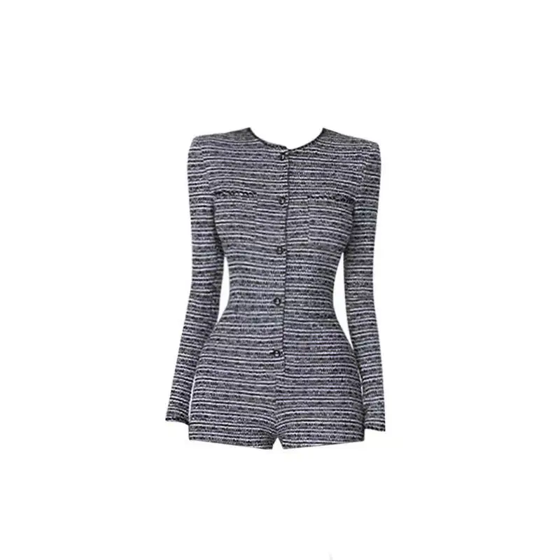 우아한 슬림 원피스 섹시한 Playsuits 여성 Y2k 의류 싱글 브레스트 긴 소매 Rompers 짧은 점프 슈트 streetwear 봄