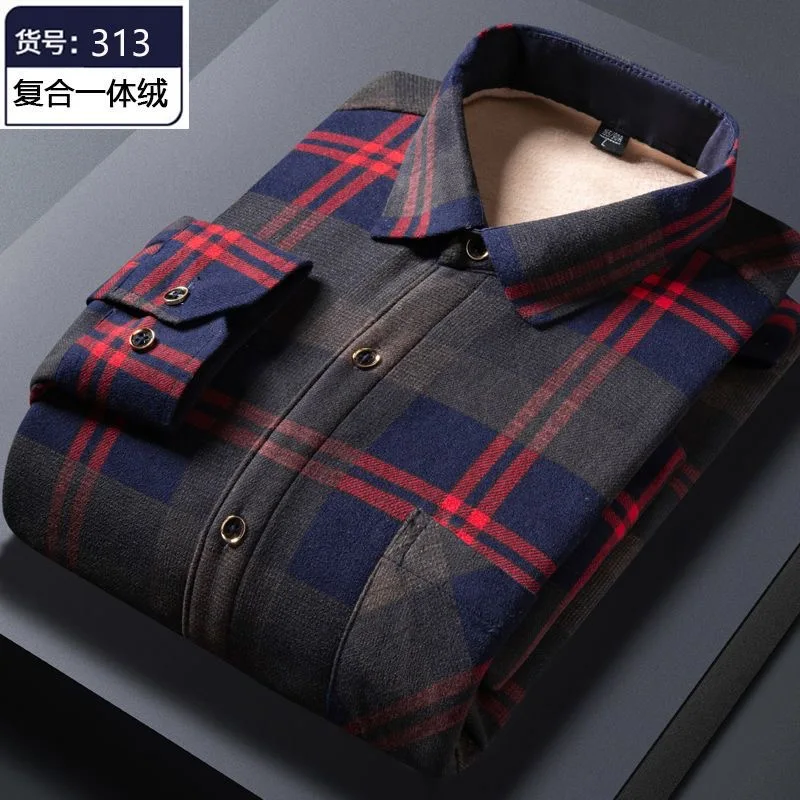 

2023 Autumn/Winter New Men's Classic Fashion Plaid Shirt Men's Casual Thickened Warm High Quality Large Size Long Sleeve Shirt