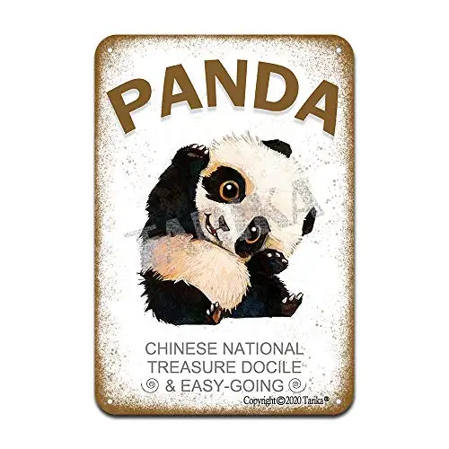 Panda Chinese National Treasure Docile and Easy-Going Iron Poster Painting Tin Sign Vintage Wall Decor for Cafe Bar Pub Home