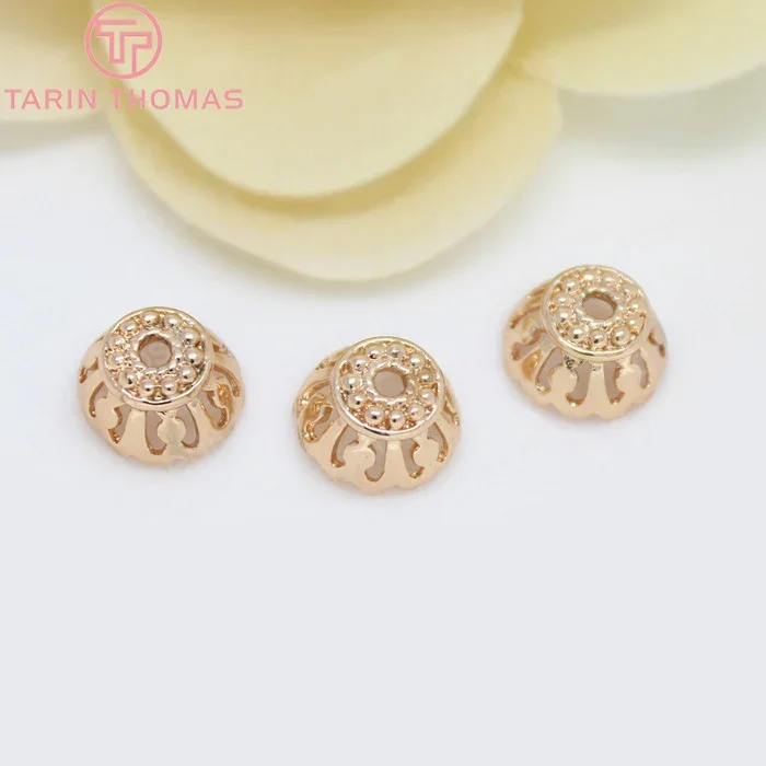 (3177)10PCS 10x6MM 24K Gold Color Plated Brass Beads Caps High Quality Diy Jewelry Accessories