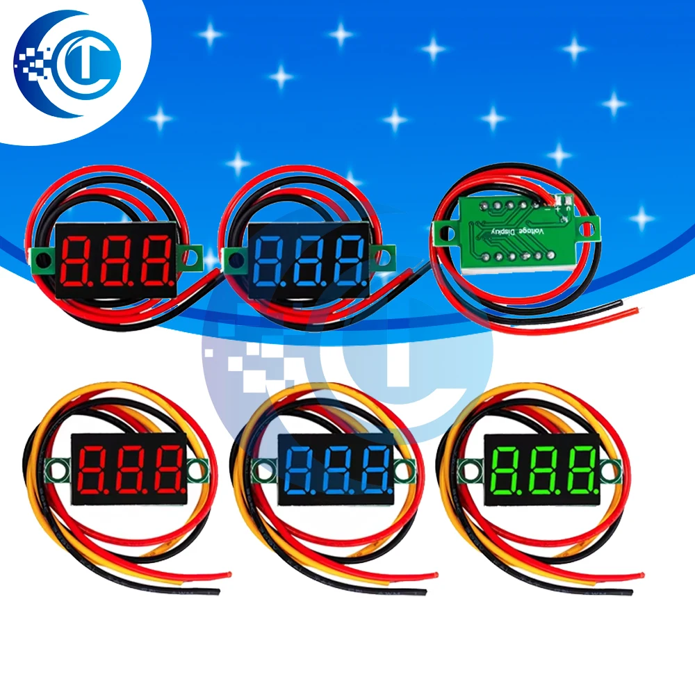 3-Wire Mini 0.28 Inch LED Digital Voltage Display, DC 0-100V Voltmeter Module, Working Voltage DC 4.5V-30V