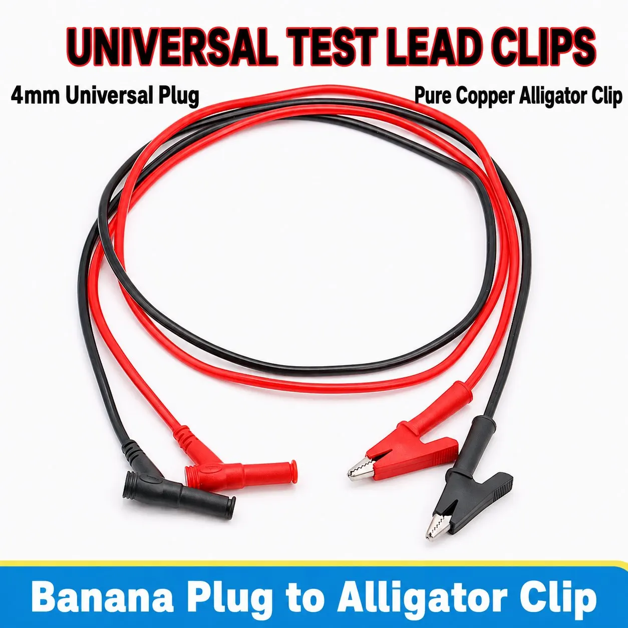 20A 90CM Alligator Clip to Banana Plug Test Cable Lead Connector Dual Probe 4mm Crocodile Clip For Multimeter Measure Tool
