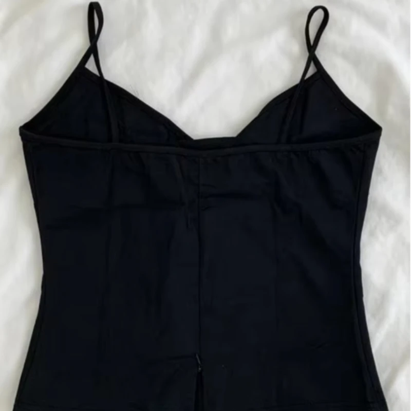 Y2K Women Thin Shoulder Strap Halter Neck Camisole Tops Shapewear Summer Front Button Corset Crop Tops Sexy Backless Tie Up Vest