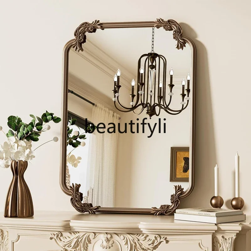 

French retro vanity mirror household bedroom vanity mirror antique decorative mirror wall-mounted5556