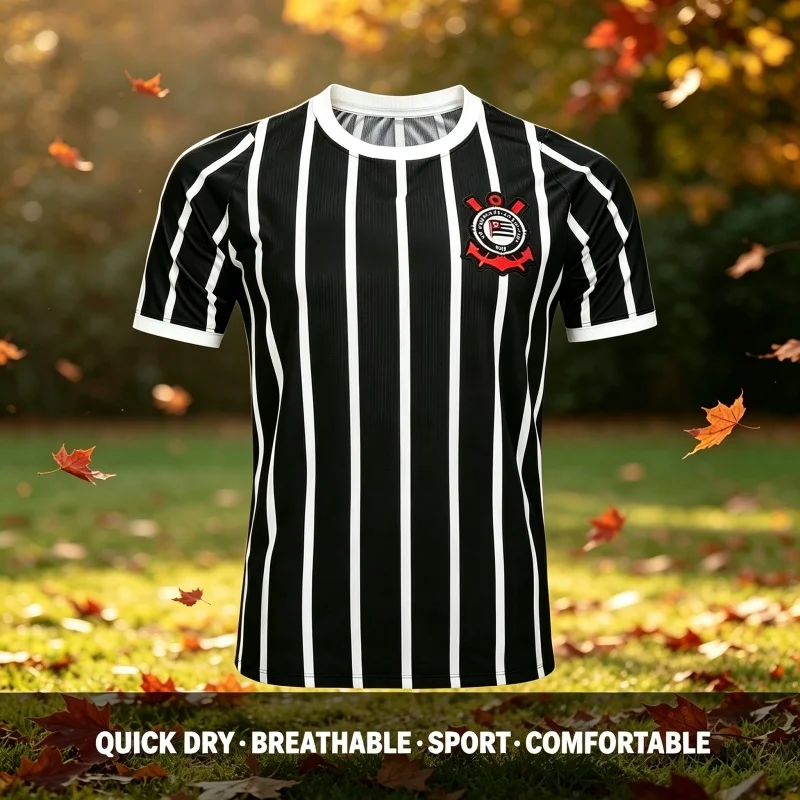 26-27 Neues Sommer-Fußballtrikot von Timão, Brasilien, im Corinthians-Stil, passendes Familien-Outfit für Sport, Streetwear und Freizeitkleidung – Detail 2