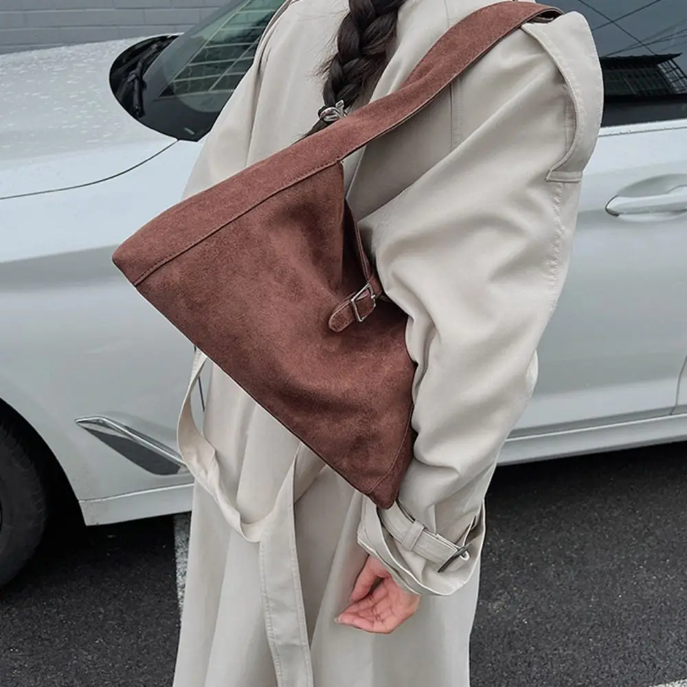 

Милая замшевая сумка в корейском стиле, однотонная большая сумка, большая вместительная сумка, большая вместительная сумка из искусственной кожи, женские сумки подмышками