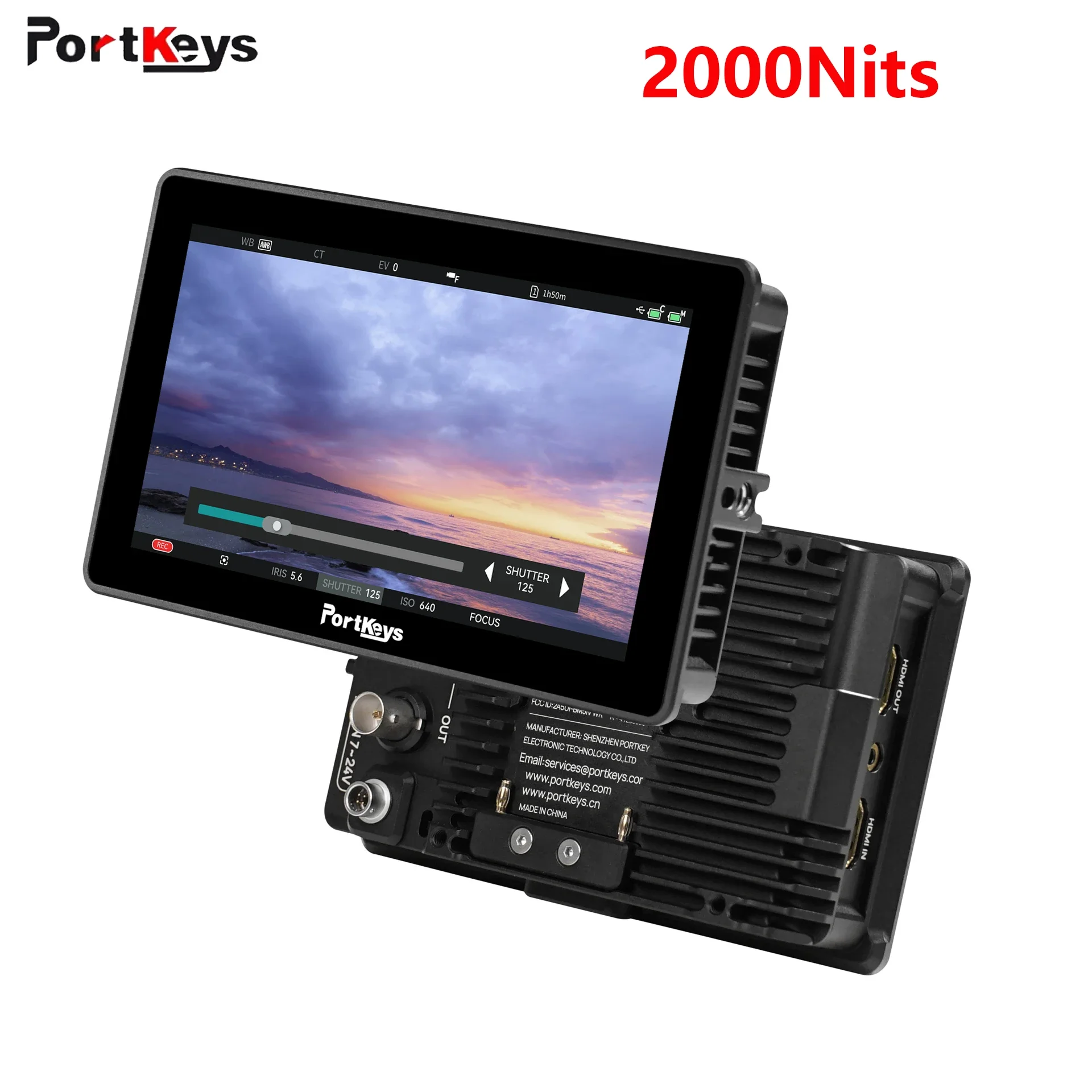 Portkeys BM5 IV 5.5“ 2000nits Touch Screen Monitor 39 Wide Color Gamut Camera Control Monitor Suppport SDI LUT Output 350g