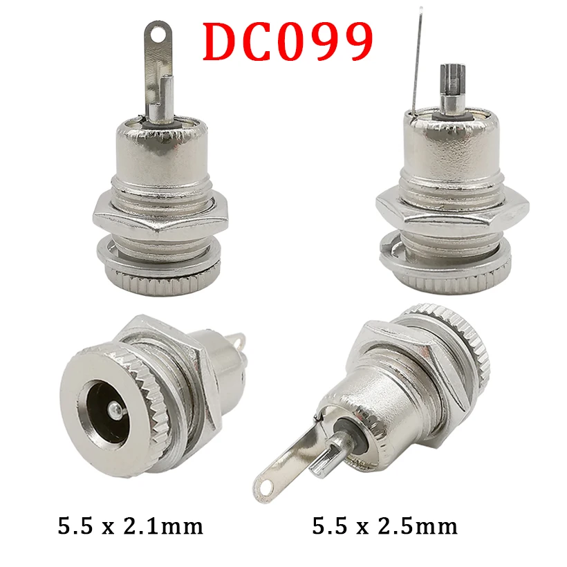 2/5/10Pcs Silver Metal 5.5x2.1mm/5.5mm x 2.5mm DC Power Male Plug Jack Connector with Spring Yellow Head 5.5*2.1/5.5*2.5mm