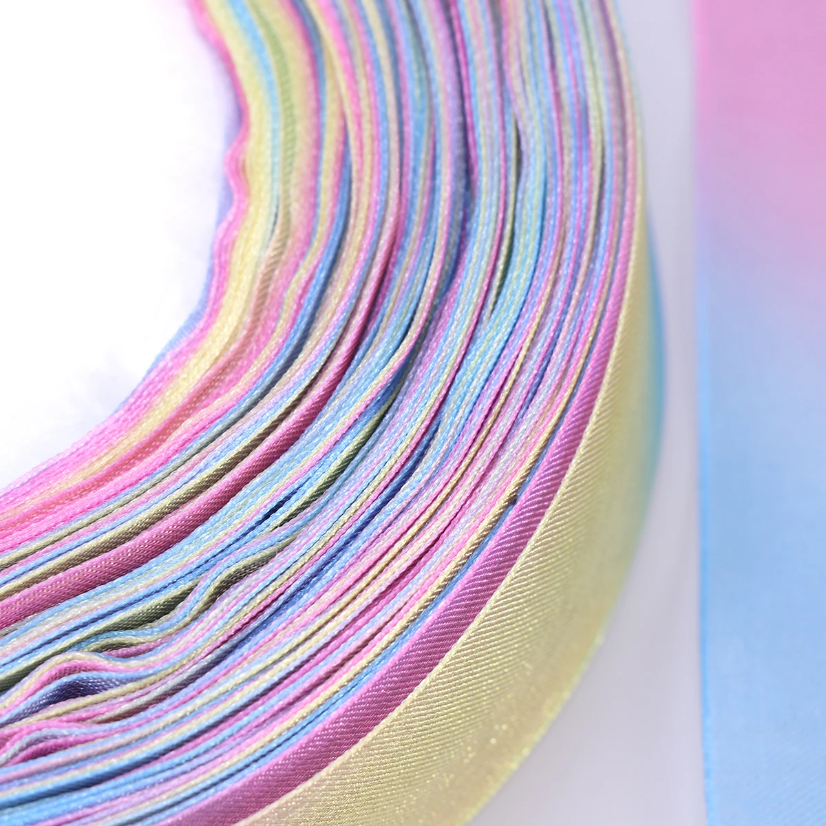 

50 Yards Rainbow Organza Ribbon Shimmer Sheer Polyester Gift Wrapping Craft Decorations Sewing DIY Accessories