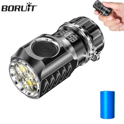 BORUiT Mini LED Flashlight 3000LM Super Bright 18350 Battery Rechargeable Torch Waterproof Work Lamp For Fishing Camping Lantern