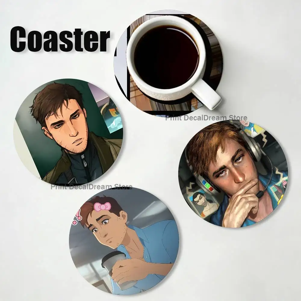 R-Robert R-Robertson Wood Coaster Set - Heat Resistant For Tea & Coffee, Home Cafe Decor Holiday Gift