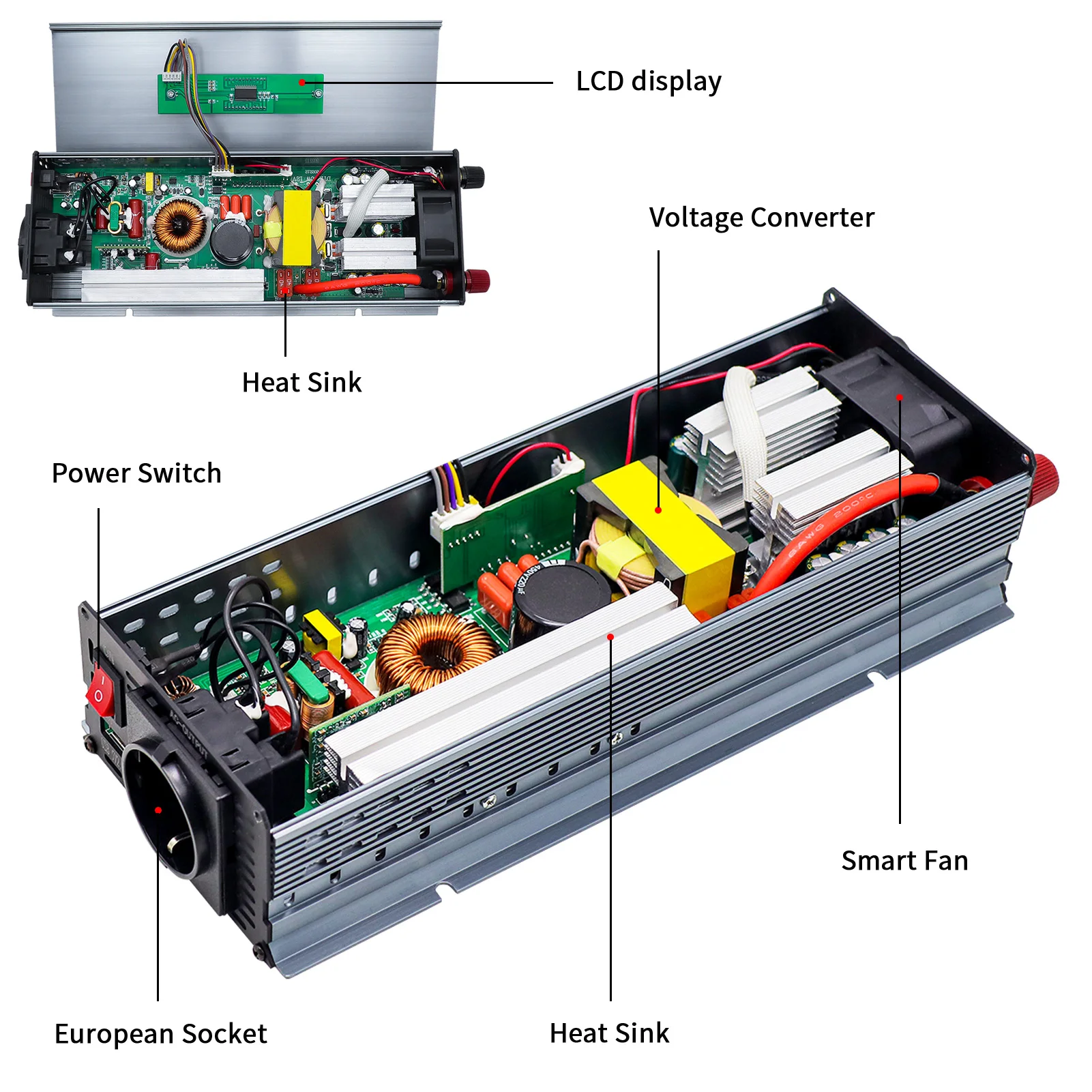 Imagem -03 - Datouboss Dnb Dng Inversor de Onda Senoidal Pura Dc12v para Ac220v Potência Contínua 1000w Inversor de Carro Portátil Eficiência de Conversão 90