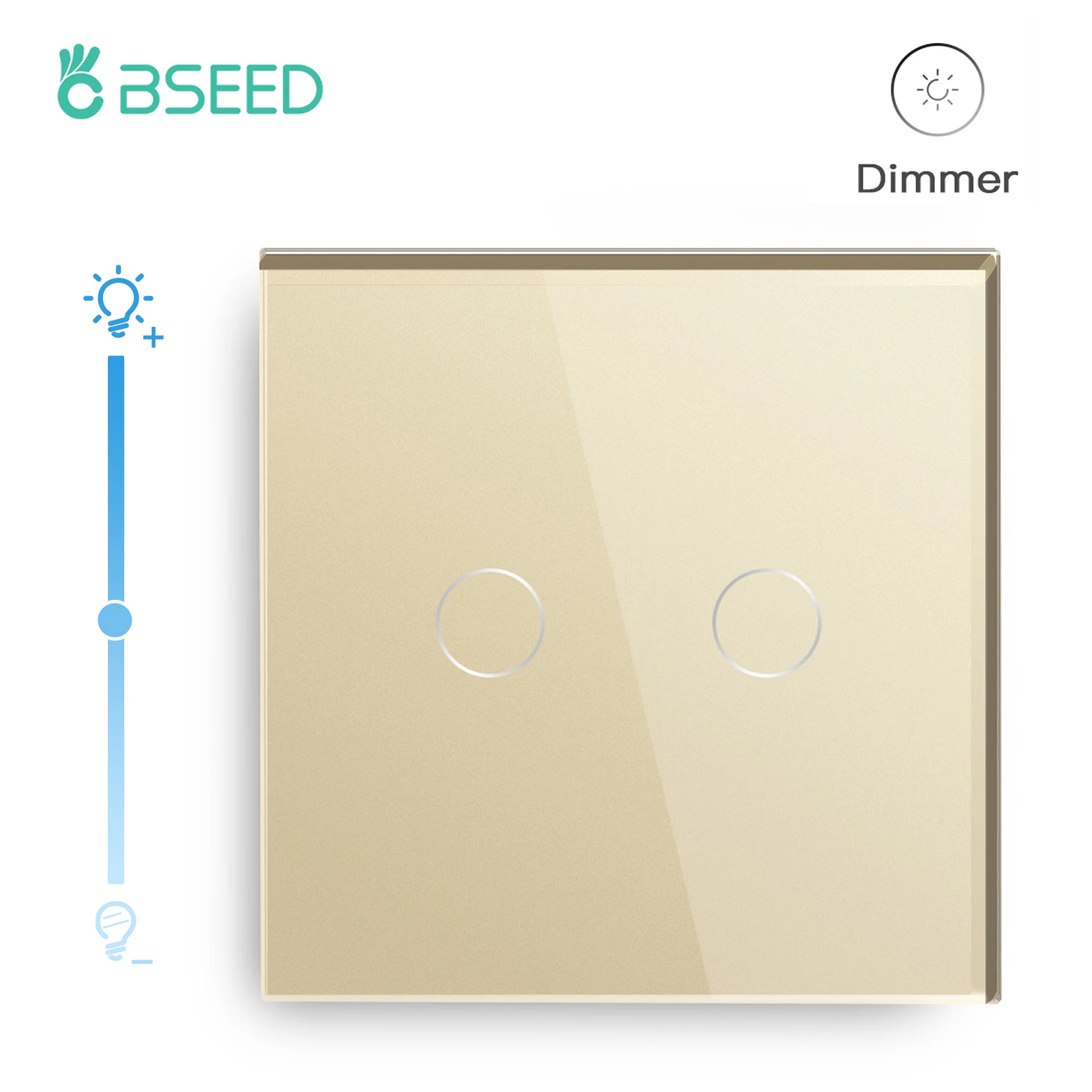 Bseed EU Standaard Touch Dimmer 2 Gang 1 Weg Led Wit Zwart Grijs Gloden Crystal Class Panel Dimmer met Adapter