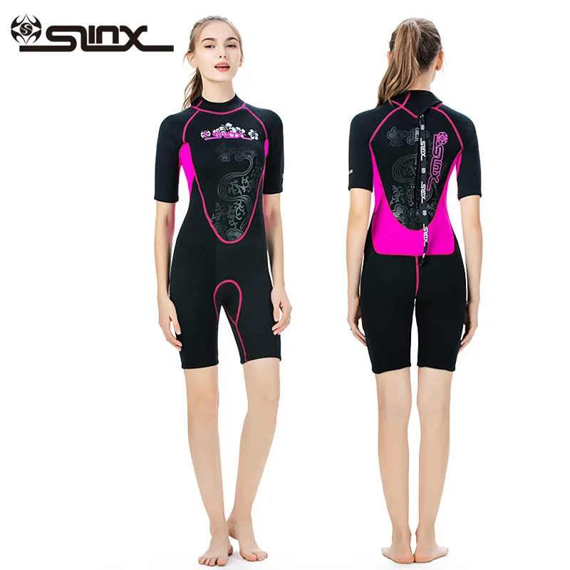 

Women's Short Sleeve Wetsuit 3mm One-piece Back Zip Jumpsuit Neoprene Keep Warm Swimwewar Surf Snorkeling Scuba Dive Suit