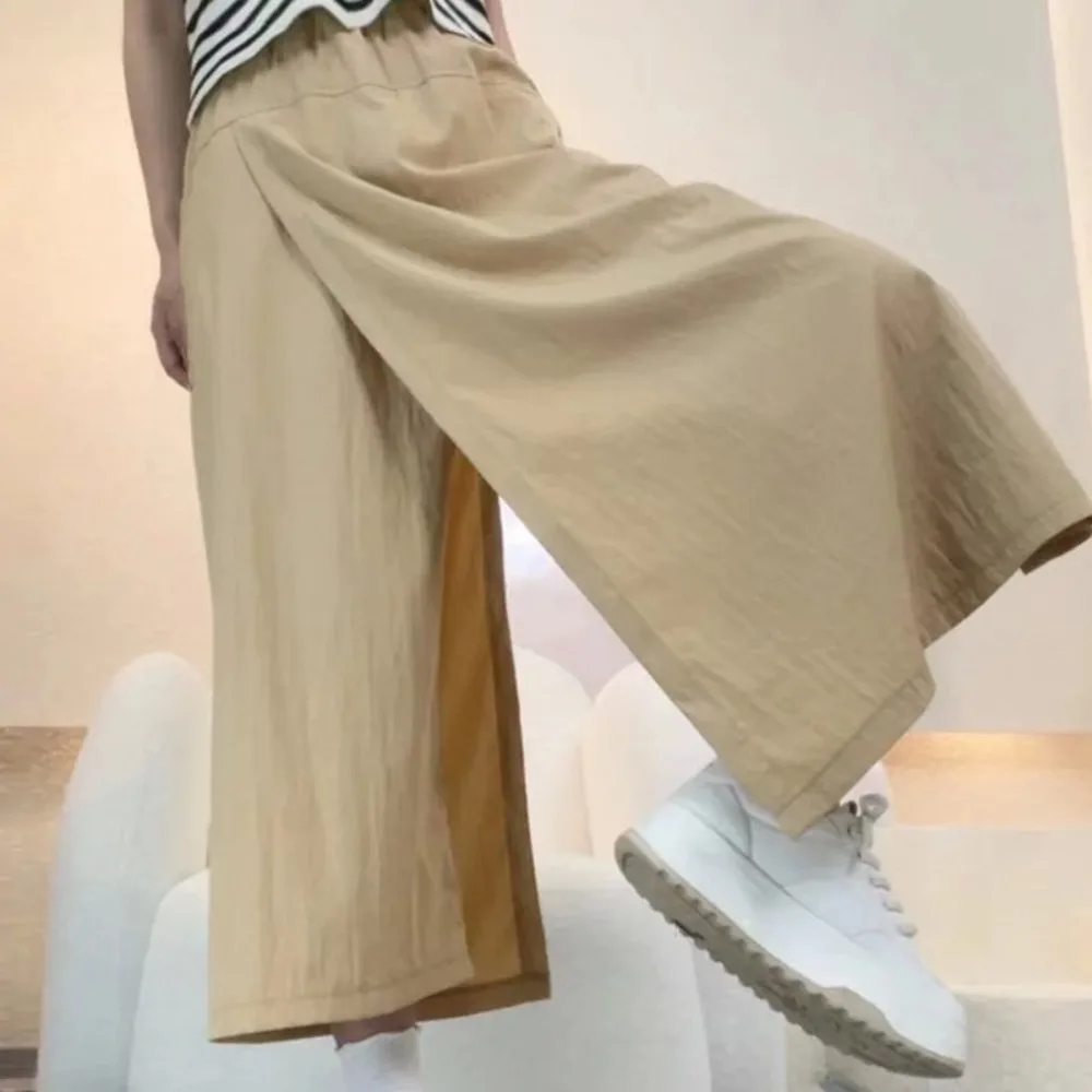 Mode Atmungsaktive Hose Rock Lose Baumwolle Leinen Gerade Bein Hosen Hohe Taille Mit Taschen Breite Bein Hosen Sommer