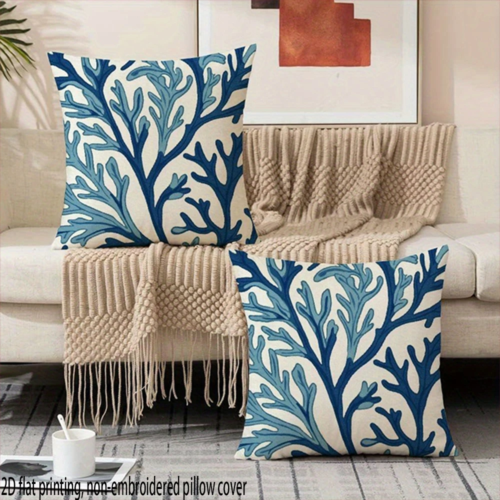 2D Flat-2pack  Coastal Coral Pillow Covers , Suitable for, bedroom, sofa decoration, excluding pillow fillers.