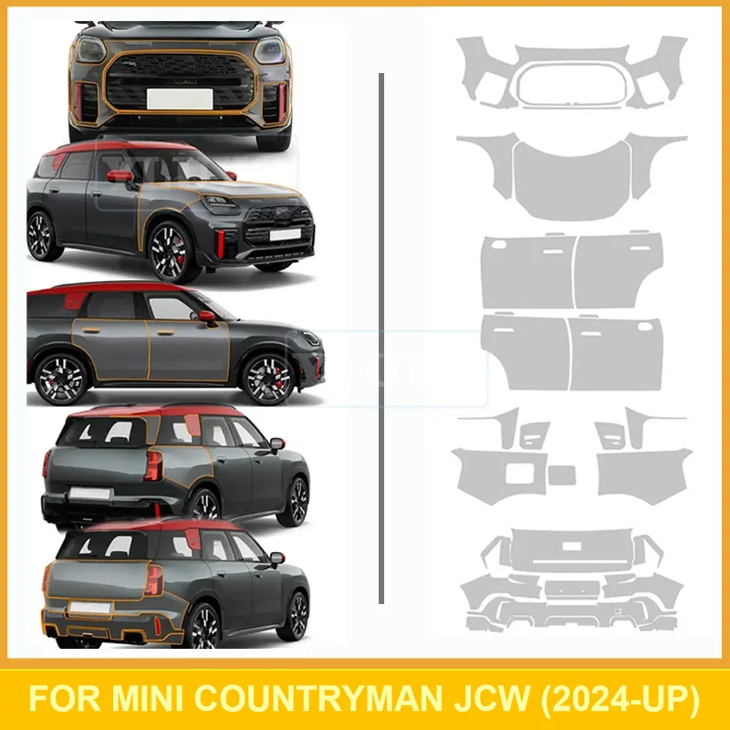 

For Mini Cooper Countryman U25 2024 2025 Car Paint Protection Film TPU Precut Transparent Body Sticker Bra Kit Anti-scratch