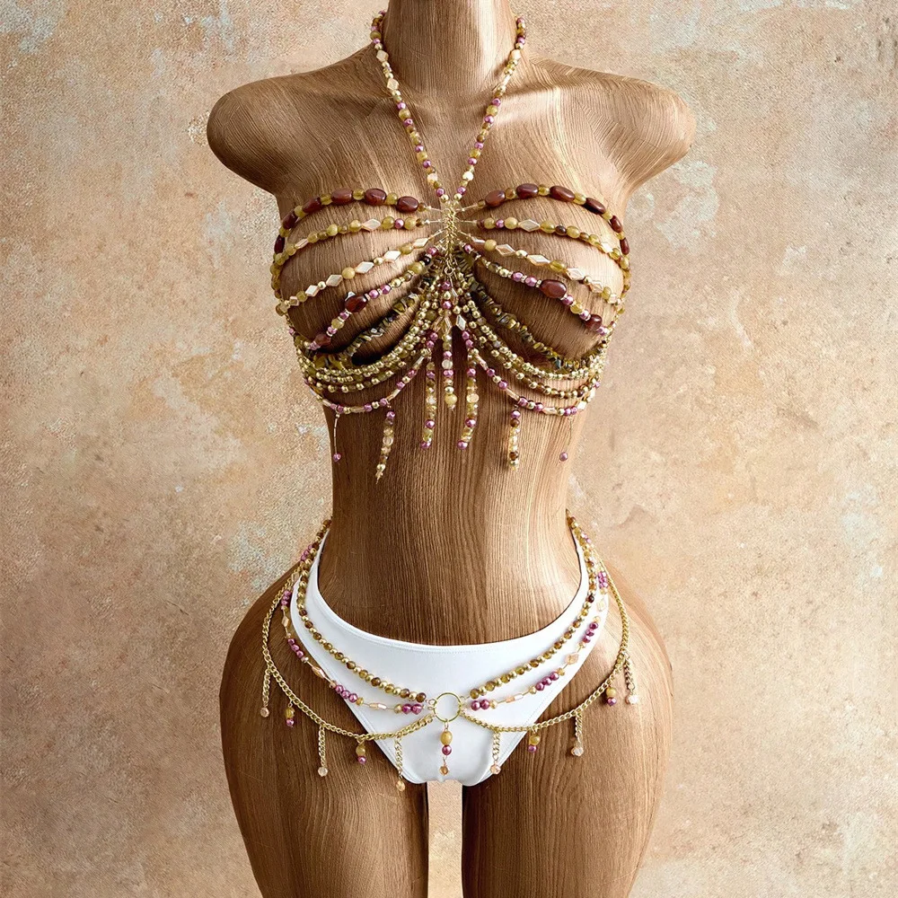 Sexy Hollow out Chain Set Summer New Style Beach Club Universal Accessory Waist Chain Strap Set B27162 Women's Vest Strap